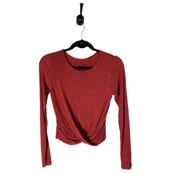 Alo Yoga Twist Front Top Women's Size Large Burgundy Excellent Used Condition - Picture 1 of 4